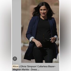 Perfect condition Alice & Olivia Simpson long sapphire blue blazer w/ silk cuffs